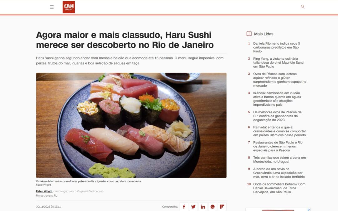 CNN Brasil – Agora maior e mais classudo, Haru Sushi merece ser descoberto no Rio de Janeiro
